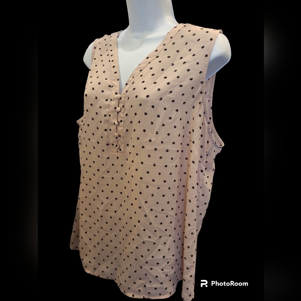 Sheer sleeveless top from Maurices size 1 Pink & Black Polka Dots - Picture 1 of 4